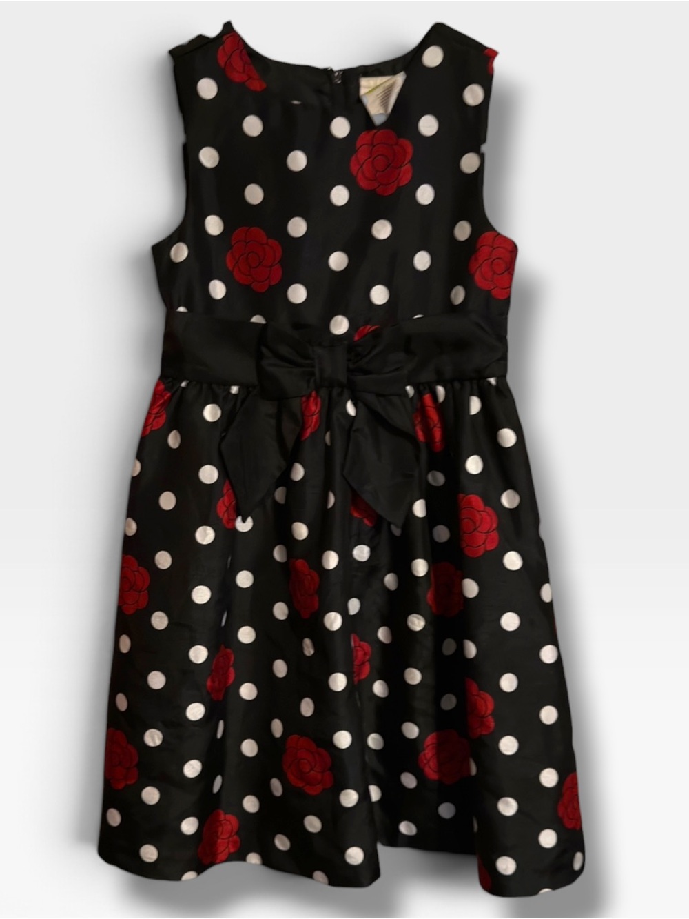 Crazy 8 Girls Black Polka Dot & Red Rose Bow Dress